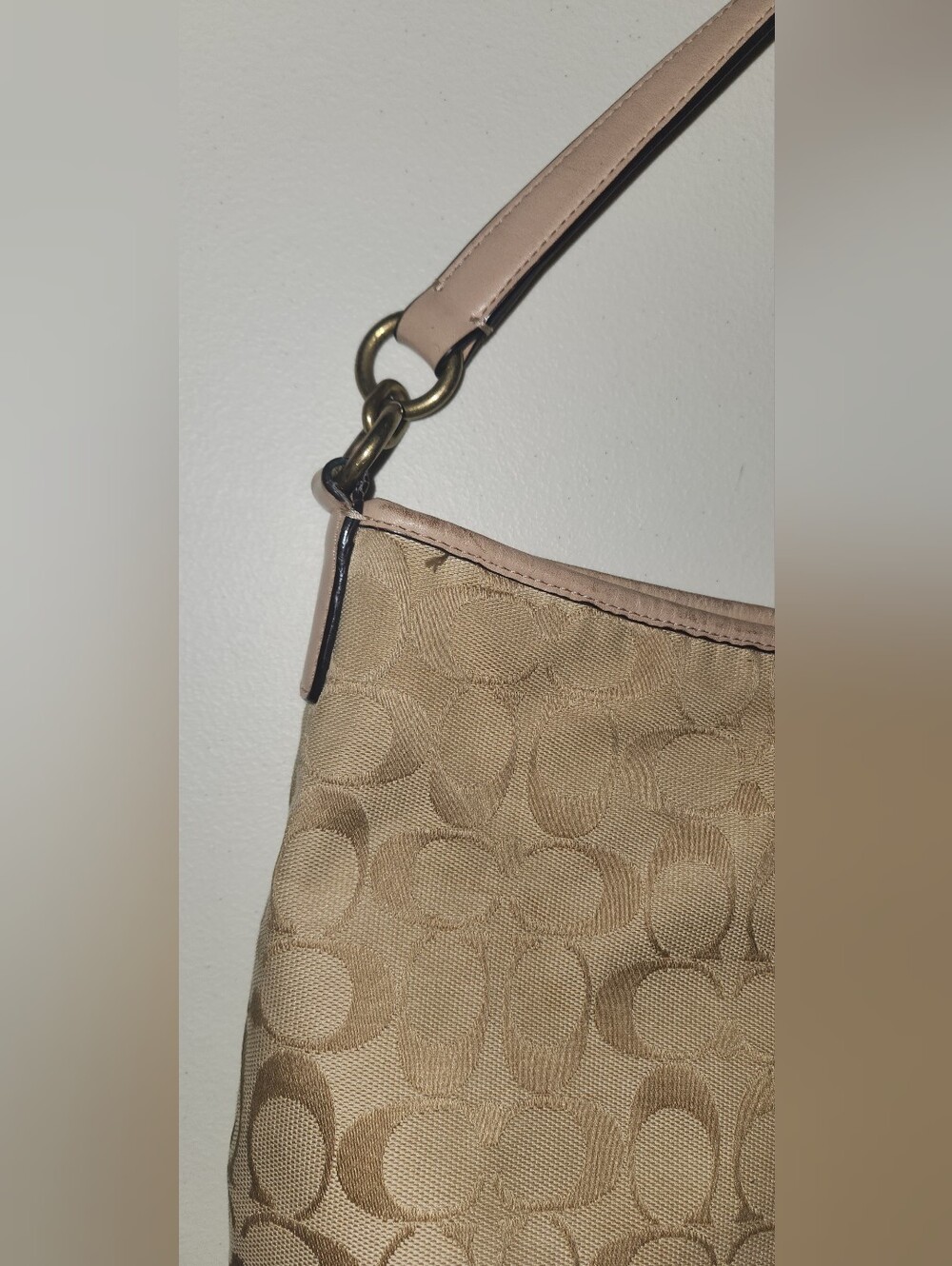 Coach Signature Green Stripe Hobo Canvas Bag - Picture 4 of 6